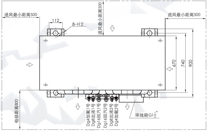 T-8压缩冷凝机组(室外机)外形尺寸图