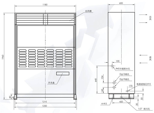 L-24、LF-21室内机外型尺寸图