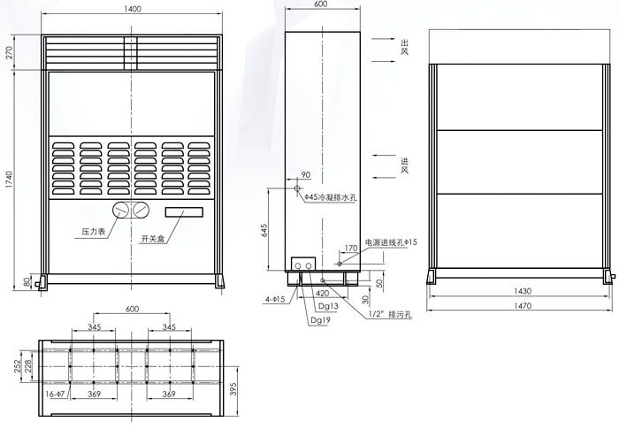 LDF-29、LD-32冷暖风机室内机外型尺寸图