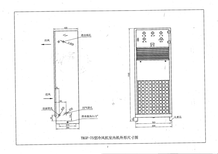TKGF-75型冷风机室内机外形尺寸图